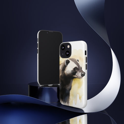 Badger on a Yellow Background - Impact Resistant Phone Case